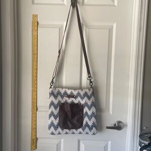 Myra Bag Gray and Tan Women's Purse practically brand new